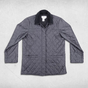 Real Clothes Saks Fifth Ave Petites Jacket Womens S Gray Quilted Collared Preppy